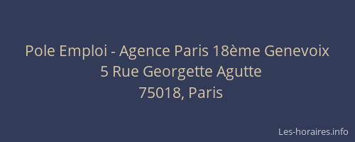 Pole Emploi - Agence Paris 18ème Genevoix
