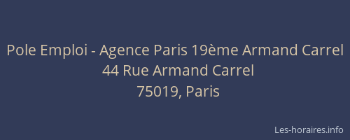 Pole Emploi - Agence Paris 19ème Armand Carrel