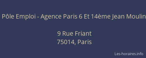 Pôle Emploi - Agence Paris 6 Et 14ème Jean Moulin