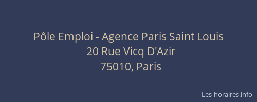 Pôle Emploi - Agence Paris Saint Louis