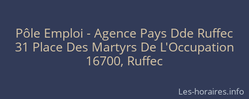 Pôle Emploi - Agence Pays Dde Ruffec