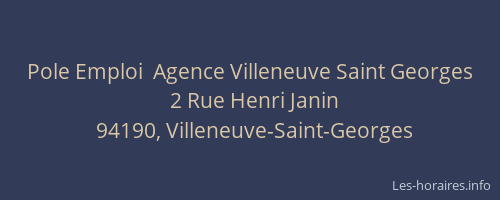 Pole Emploi  Agence Villeneuve Saint Georges