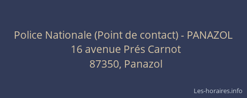 Police Nationale (Point de contact) - PANAZOL