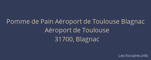Pomme de Pain Aéroport de Toulouse Blagnac