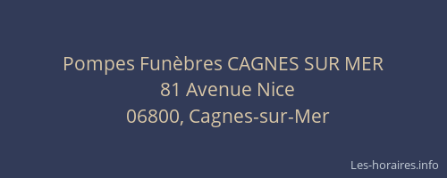 Pompes Funèbres CAGNES SUR MER