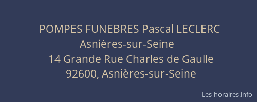 POMPES FUNEBRES Pascal LECLERC Asnières-sur-Seine