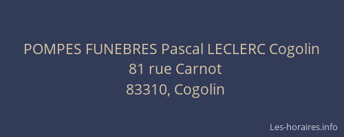 POMPES FUNEBRES Pascal LECLERC Cogolin