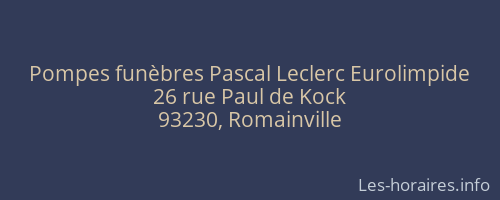 Pompes funèbres Pascal Leclerc Eurolimpide