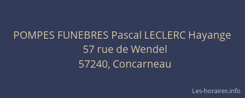 POMPES FUNEBRES Pascal LECLERC Hayange