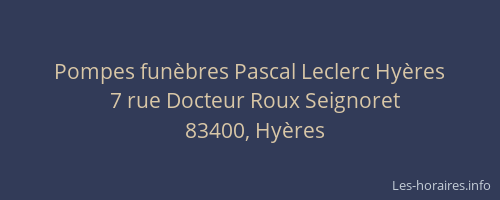 Pompes funèbres Pascal Leclerc Hyères