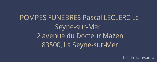 POMPES FUNEBRES Pascal LECLERC La Seyne-sur-Mer