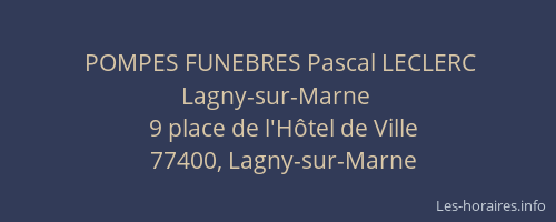 POMPES FUNEBRES Pascal LECLERC Lagny-sur-Marne