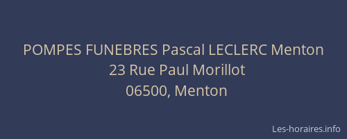 POMPES FUNEBRES Pascal LECLERC Menton