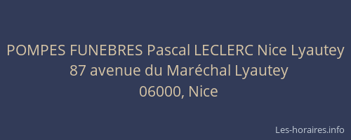 POMPES FUNEBRES Pascal LECLERC Nice Lyautey