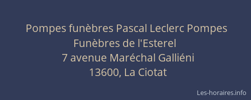 Pompes funèbres Pascal Leclerc Pompes Funèbres de l'Esterel