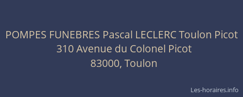POMPES FUNEBRES Pascal LECLERC Toulon Picot