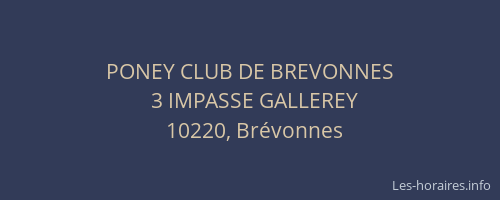 PONEY CLUB DE BREVONNES