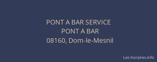 PONT A BAR SERVICE