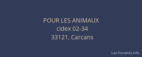 POUR LES ANIMAUX