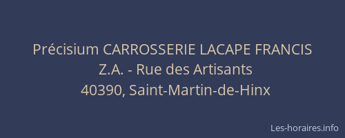 Pr&eacute;cisium CARROSSERIE LACAPE FRANCIS