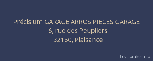 Précisium GARAGE ARROS PIECES GARAGE
