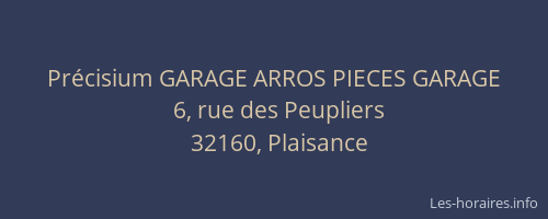 Pr&eacute;cisium GARAGE ARROS PIECES GARAGE