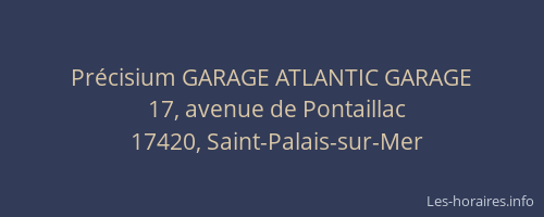 Pr&eacute;cisium GARAGE ATLANTIC GARAGE