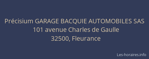 Pr&eacute;cisium GARAGE BACQUIE AUTOMOBILES SAS