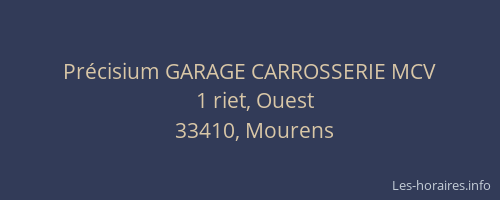 Pr&eacute;cisium GARAGE CARROSSERIE MCV