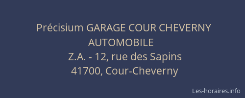 Précisium GARAGE COUR CHEVERNY AUTOMOBILE