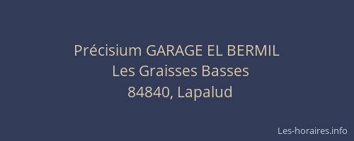 Pr&eacute;cisium GARAGE EL BERMIL