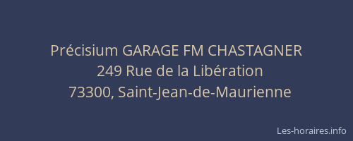 Pr&eacute;cisium GARAGE FM CHASTAGNER
