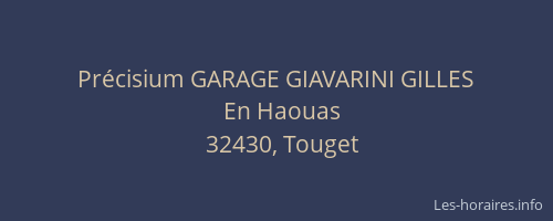 Pr&eacute;cisium GARAGE GIAVARINI GILLES