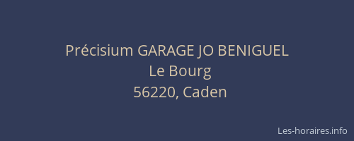 Pr&eacute;cisium GARAGE JO BENIGUEL
