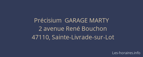Pr&eacute;cisium  GARAGE MARTY