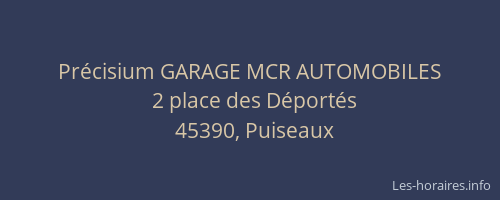 Pr&eacute;cisium GARAGE MCR AUTOMOBILES