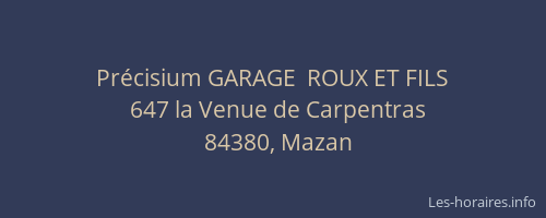 Pr&eacute;cisium GARAGE  ROUX ET FILS