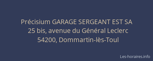 Pr&eacute;cisium GARAGE SERGEANT EST SA