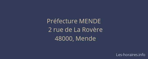 Pr&eacute;fecture MENDE