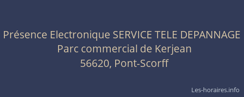 Pr&eacute;sence Electronique SERVICE TELE DEPANNAGE