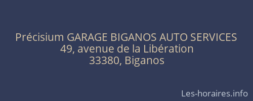 Précisium GARAGE BIGANOS AUTO SERVICES