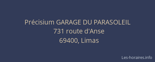 Précisium GARAGE DU PARASOLEIL