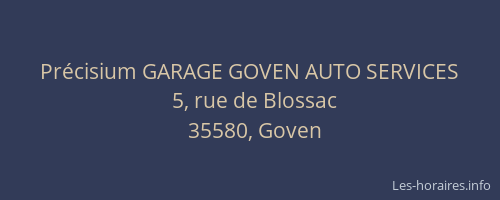 Précisium GARAGE GOVEN AUTO SERVICES