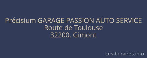 Précisium GARAGE PASSION AUTO SERVICE