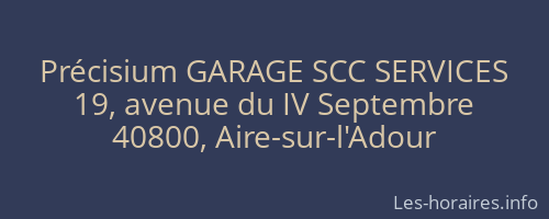 Précisium GARAGE SCC SERVICES