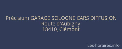 Précisium GARAGE SOLOGNE CARS DIFFUSION