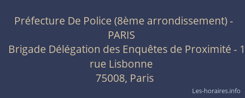 Préfecture De Police (8ème arrondissement) - PARIS