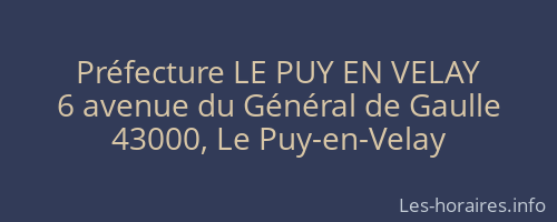 Préfecture LE PUY EN VELAY