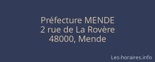 Préfecture MENDE