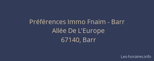 Préférences Immo Fnaim - Barr